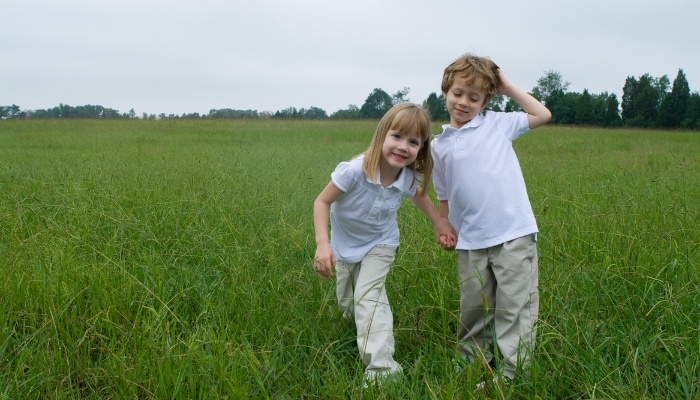Boy / Girl Twin Kids in a Field