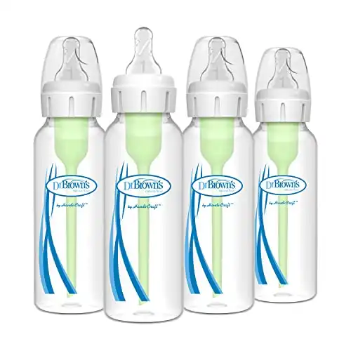 Dr. Brown’s Natural Flow® Anti-Colic Options+™ Narrow Baby Bottles 8 oz, Level 1 Slow Flow Nipple, 4 Pack