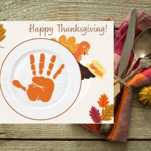 Thanksgiving Turkey Handprint Printable Placemat-Main Image